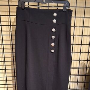 Worth Black Embellished Pencil Skirt Midi Length